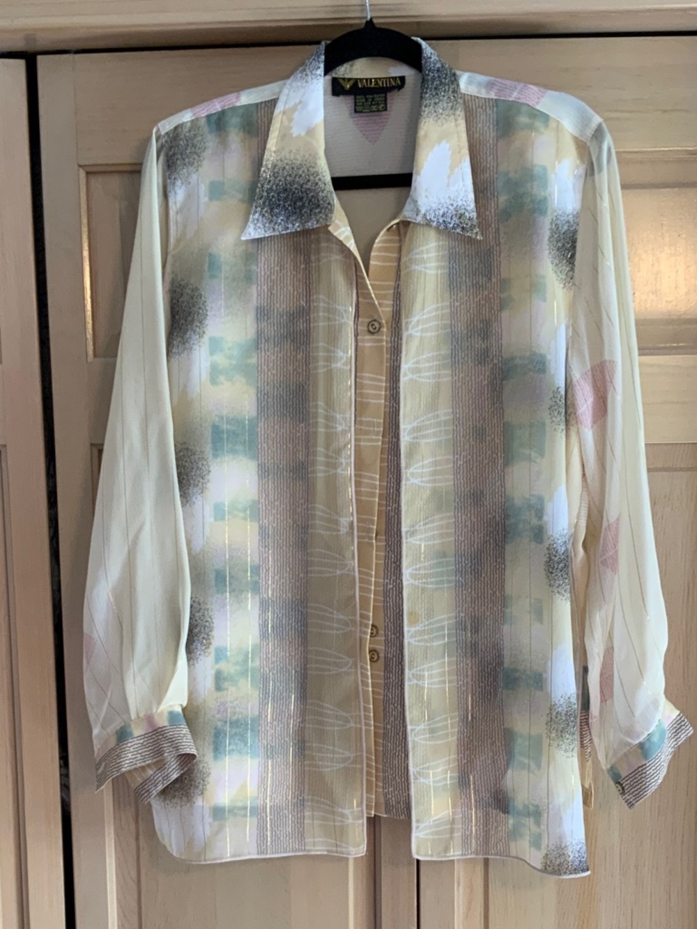 Valentina Pastel Striped Sheer Blouse - Cream, Beige, Mint, Pink